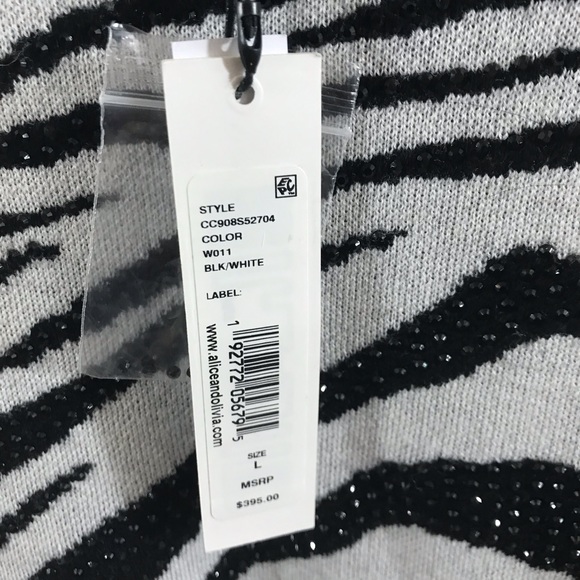 SOLD Alice  & Olivia Connie Crystal Zebra Sweater - Picture 5 of 7